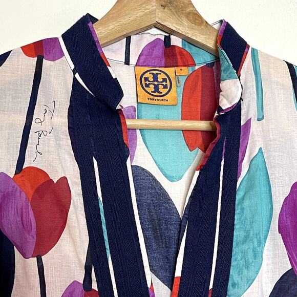 TORY BURCH TULIP LONG SLEEVE TUNIC TOP‎ SIZE 4 - Picture 5 of 9